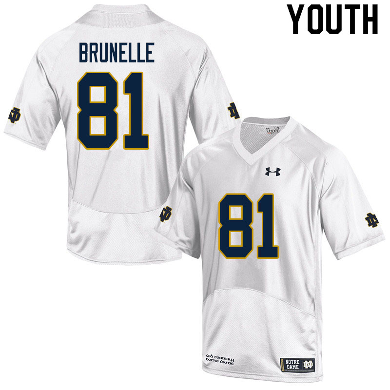 Youth NCAA Notre Dame Fighting Irish #81 Jay Brunelle Stitched College Under Armour Authentic White Football Jersey GU10V21GY